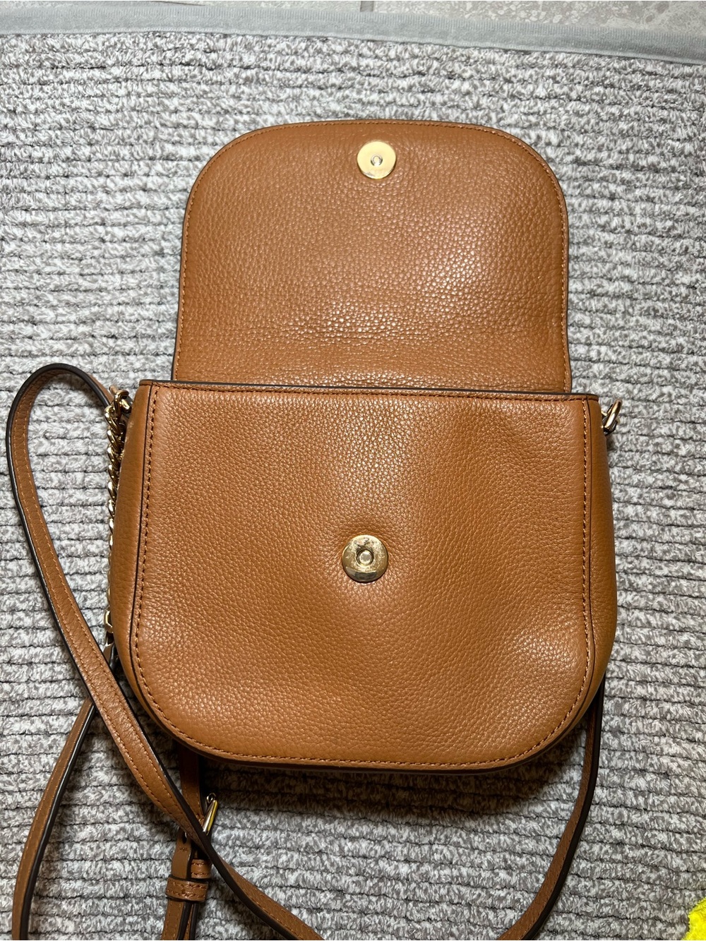 Michael Kors Tan Pebbled Leather Crossbody Bag | Gold Hardware - Picture 14 of 16